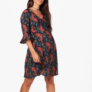 Women's Ruffle Printed Skater Dress